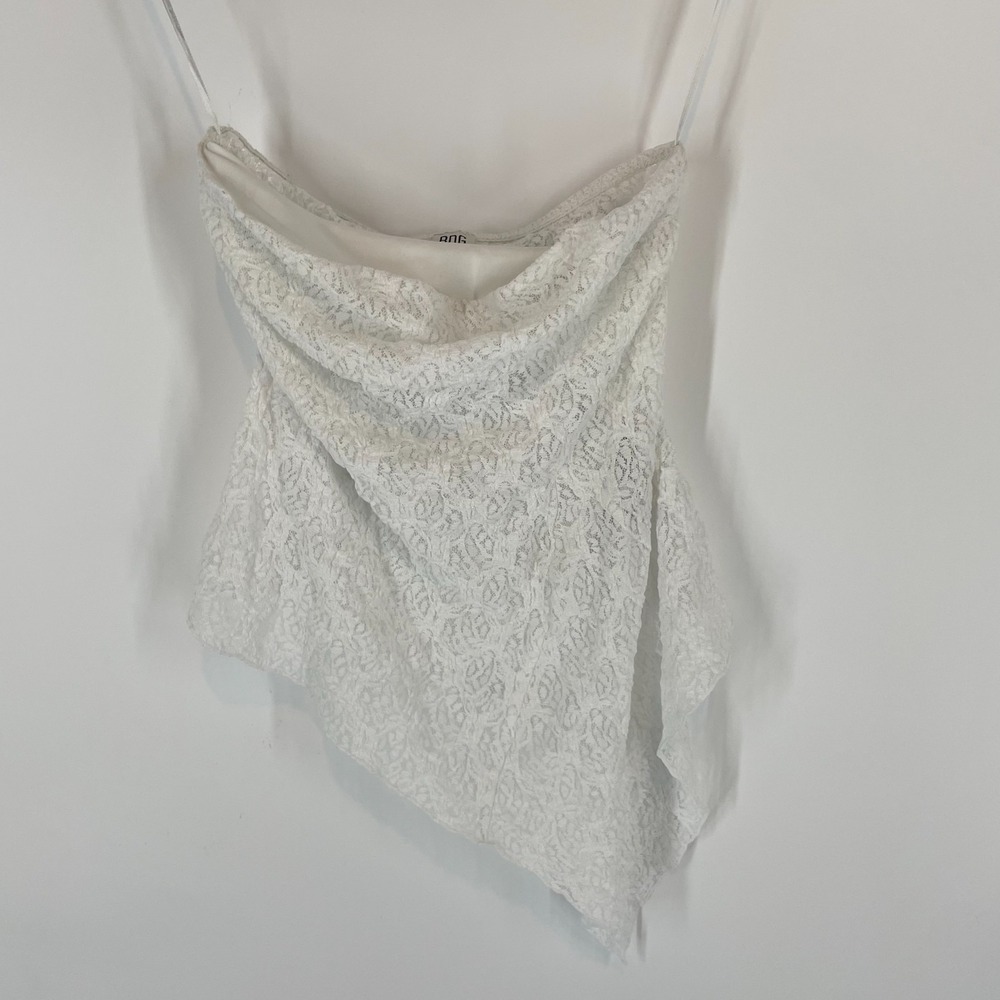 BDG Urban Outfitters Floral Lace Y2K Asymmetrical Crochet Top White Womens S